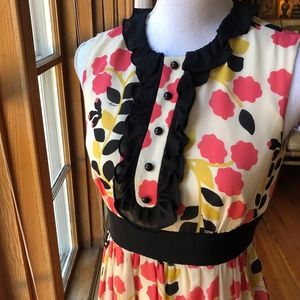 Milly Silk Floral A-Line Ruffle Dress